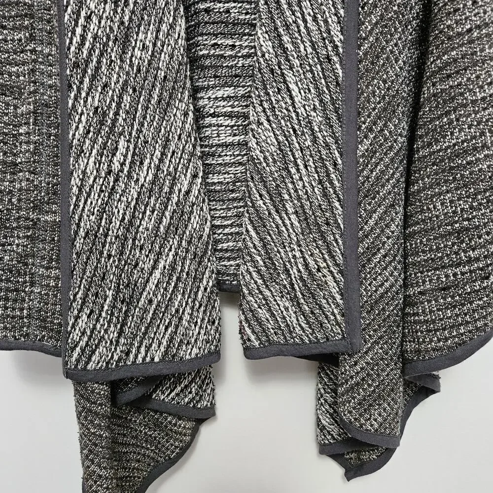 En Creme Small Duster Cardigan Sweater Gray Long Sleeve Open Front SW/Fair Isle
